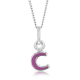 Sterling Silver Pink Enamel Initial "C" Pendant