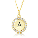 Sterling Silver Gold Plated Round Initial "A" Pendant On 45cm Chain