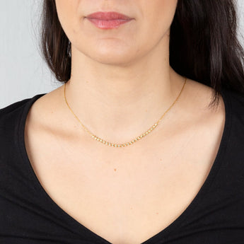 Sterling Silver Gold Plated Fancy Diamond Cut 42cm Chain