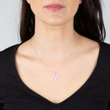 Sterling Silver Pink Enamel Music Note Pendant On 45cm Chain