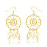 Sterling Silver Gold Plated Dream Catcher Drop Earrings