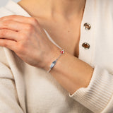 Sterling Silver Red White Heart ID 16cm Kids Bracelet