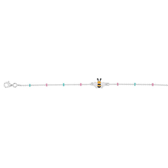 Sterling Silver Enamel Honeybee 17cm Kids Bracelet