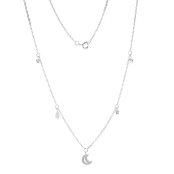 Sterling Silver Cubic Zirconia Stars And Moon Charms On 45cm Chain