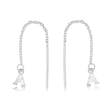 Load image into Gallery viewer, Sterling Silver Initial A Threader Drop Earrings