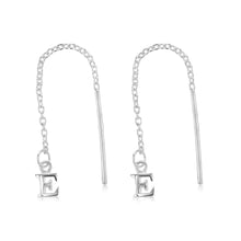 Load image into Gallery viewer, Sterling Silver Initial E Threader Drop Earrings