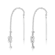 Load image into Gallery viewer, Sterling Silver Initial I Threader Drop Earrings