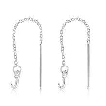Load image into Gallery viewer, Sterling Silver Initial J Threader Drop Earrings