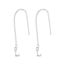 Load image into Gallery viewer, Sterling Silver Initial L Threader Drop Earrings