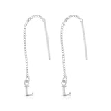 Sterling Silver Initial L Threader Drop Earrings