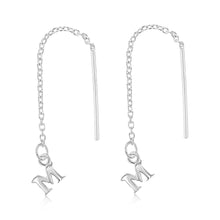 Load image into Gallery viewer, Sterling Silver Initial M Threader Drop Earrings