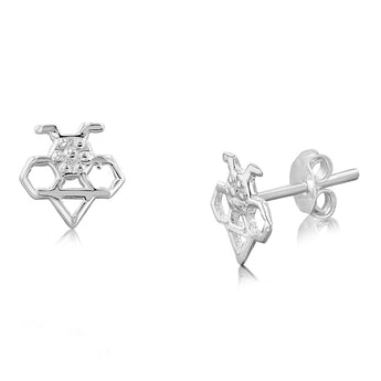 Sterling Silver Honey Bee Stud Earrings