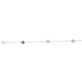 Sterling Silver Colour Stones Rose,White,Chrysolite Charm 19cm Bracelet