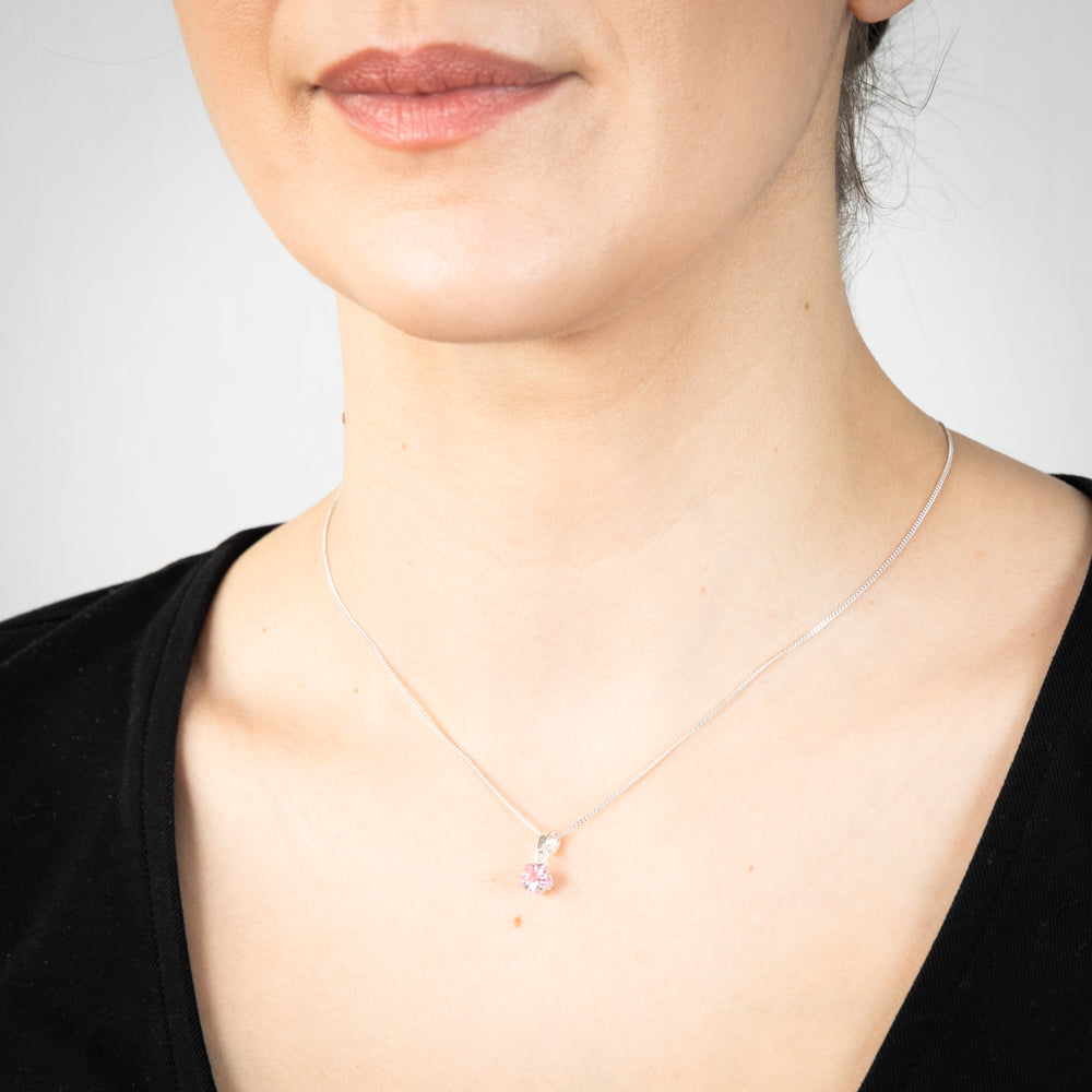 Sterling Silver Pink Cubic Zirconia Pendant