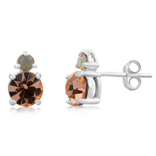 Load image into Gallery viewer, Sterling Silver Light Peach Stone And White Opal Glass Studs Earrings