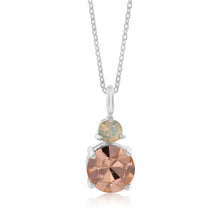 Load image into Gallery viewer, Sterling Silver Light Peach Stone And White Opal Glass Pendant With 45cm Chain