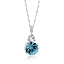 Load image into Gallery viewer, Sterling Silver Aqua Bohemica And White Crystal Pendant With 45cm Chain