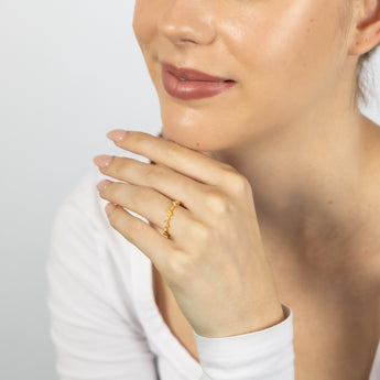 Gold Plated Sterling Silver Leaf Cubic Zirconia Ring