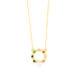 Gold Plated Sterling Silver Cubic Zirconia Simulated Pearl Pendant With 45cm Chain