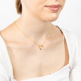 Gold Plated Sterling Silver Cubic Zirconia Simulated Pearl Pendant With 45cm Chain