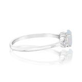 Sterling Silver Created Opal White Cubic Zirconia Ring