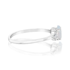 Sterling Silver Created Opal White Cubic Zirconia Ring