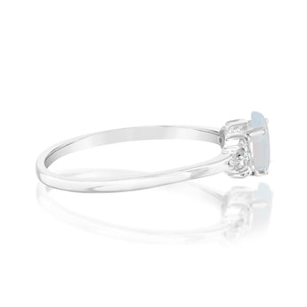 Sterling Silver Created Opal White Cubic Zirconia Ring