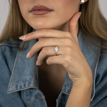 Sterling Silver Created Opal White Cubic Zirconia Ring