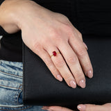 Gold Plated Sterling Silver Created Red Stone White Cubic Zirconia Ring