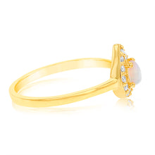 Load image into Gallery viewer, Gold Plated Sterling Silver Pear Created Opal White Cubic Zircornia Ring