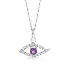 Load image into Gallery viewer, Sterling Silver Amethyst And Cubic Zirconia Eye Pendant