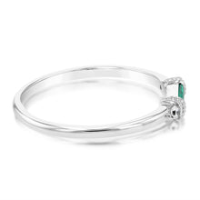Load image into Gallery viewer, Sterling Silver Rhodium Plated Emerald Stone White Cubic Zirconia Ring