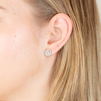 Sterling Silver Rhodium Plated White Cubic Zirconia Studs Earrings