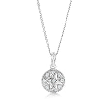 Load image into Gallery viewer, Sterling Silver Cubic Zirconia Star On Round Pendant