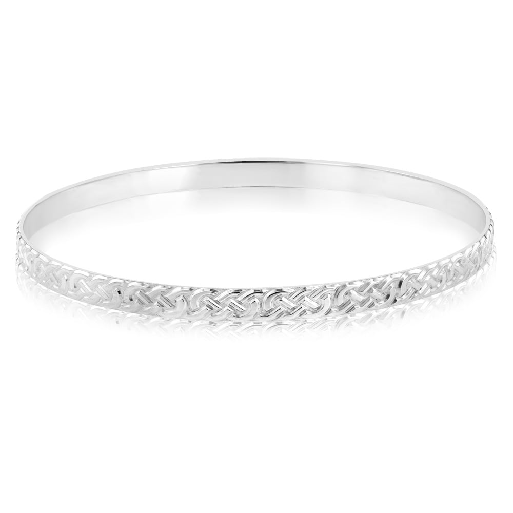 Sterling Silver Machine Engraved 65mm Bangle