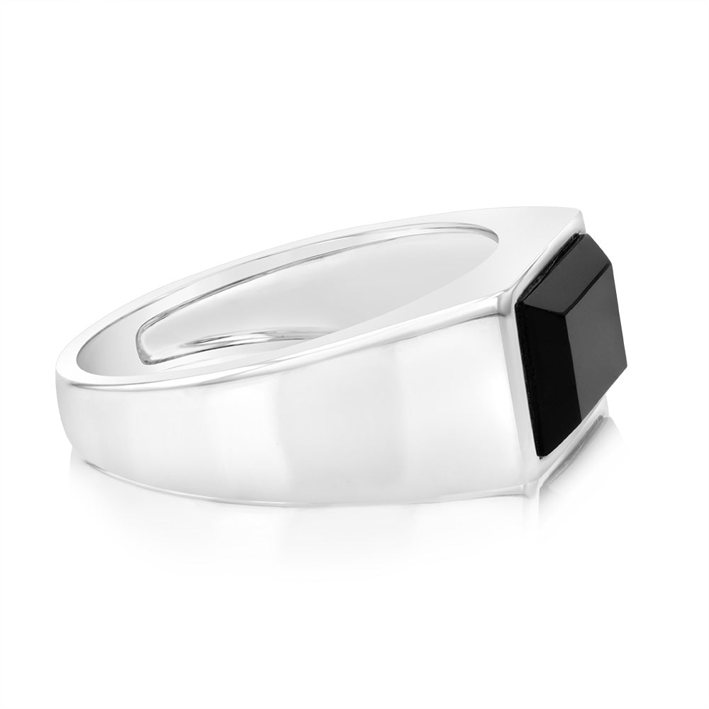 Sterling Silver Rectangular Black Onyx Ring