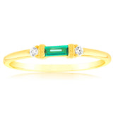 Sterling Silver 14ct Gold Plated Nano Emerald And White Cubic Zirconia Ring