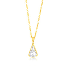 Load image into Gallery viewer, Sterling Silver 14ct Gold Plated White Cubic Zirconia Pendant On Chain
