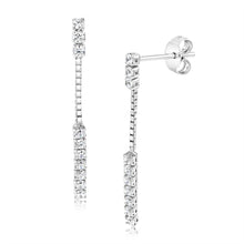 Load image into Gallery viewer, Sterling Silver Rhodium Plated Cubic Zirconia Drop Earrings