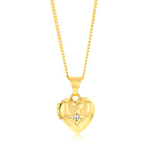 Load image into Gallery viewer, Sterling Silver Gold Plated White Zirconia Heart Locket