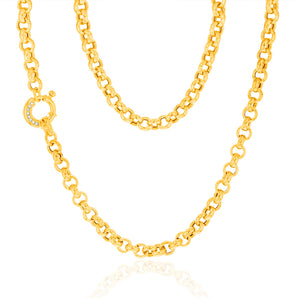 Sterling Silver Yellow Gold Plated Cubic Zironica Boltring 45cm Belcher Chain