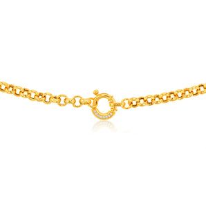 Sterling Silver Yellow Gold Plated Cubic Zironica Boltring 45cm Belcher Chain