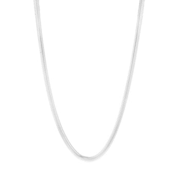 Sterling Silver Oval Snake 37+5cm Chain