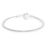 Sterling Silver Oval Snake 17+3cm Bracelet
