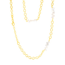 Load image into Gallery viewer, Sterling Silver Gold Plated Fresh Water Pearls And Fancy Links 42+3cm Chain