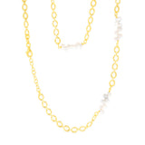 Sterling Silver Gold Plated Fresh Water Pearls And Fancy Links 42+3cm Chain