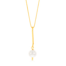 Load image into Gallery viewer, Sterling Silver Gold Plated Synthetic Pearl Pendant On 42+3cm Chain