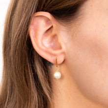 Load image into Gallery viewer, Sterling Silver Gold Plated Synthetic Pearl Drop Stud Earrings