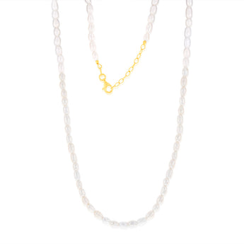 Sterling Silver Gold Plated Fresh Water Pearls 42+3cm Chain