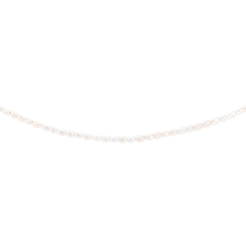 Sterling Silver Gold Plated Fresh Water Pearls 42+3cm Chain